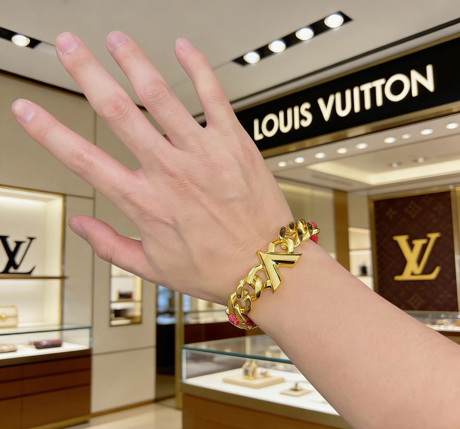Louis Vuitton Red Leather Bracelet